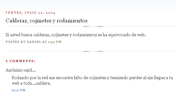 Calderas, cojinetes y rodamientos
